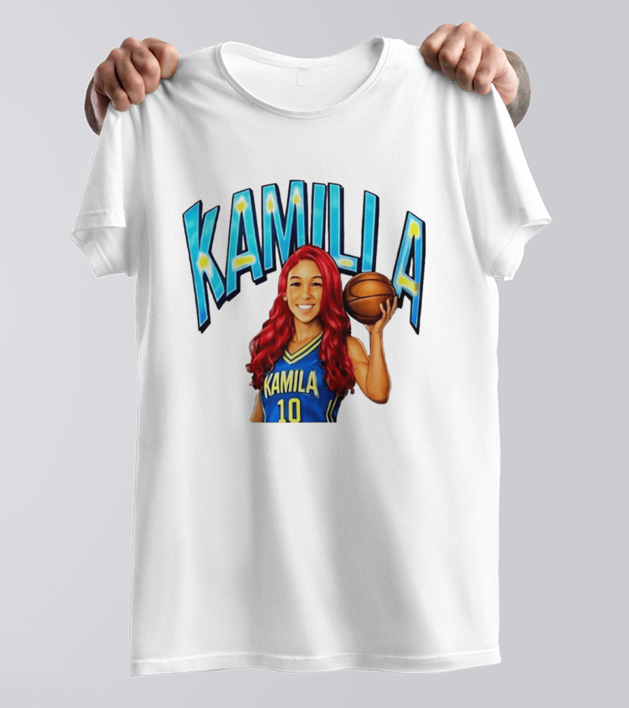 Kamilla Cardoso Basketball Art With Blue And Yellow Jersey T-Shirt