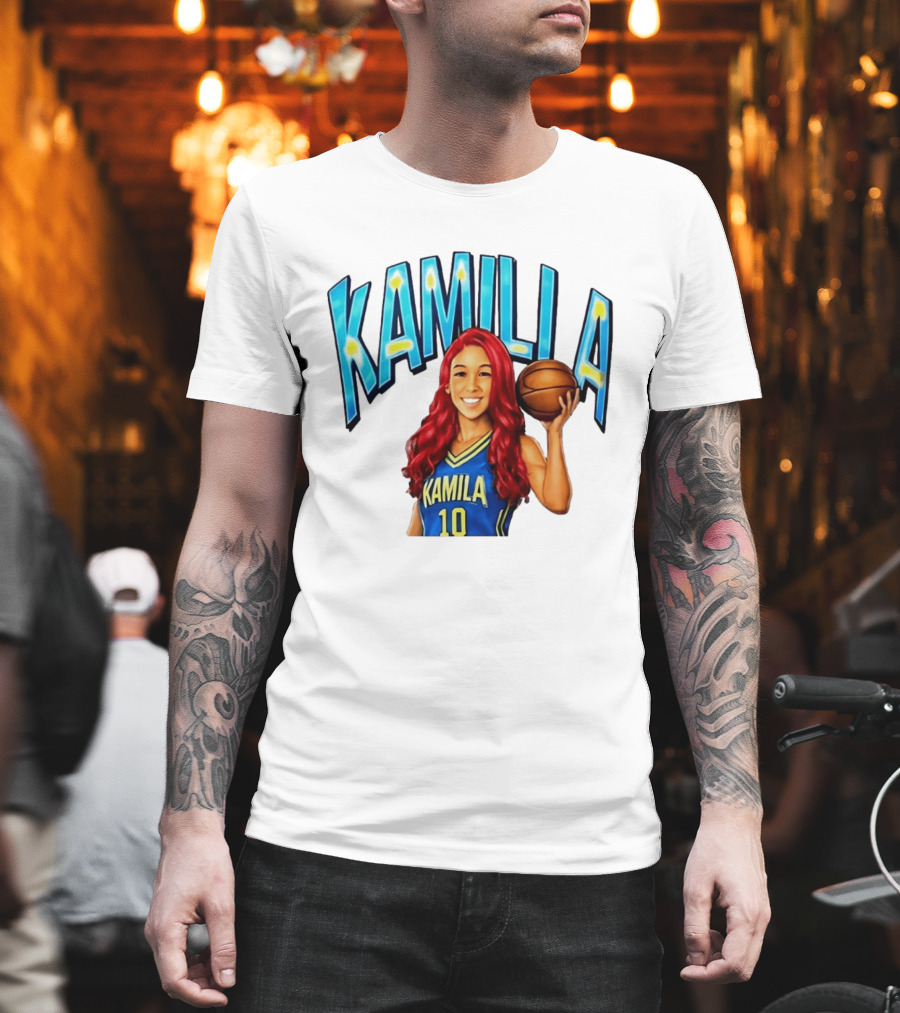 Kamilla Cardoso Basketball Art With Blue And Yellow Jersey T-Shirt