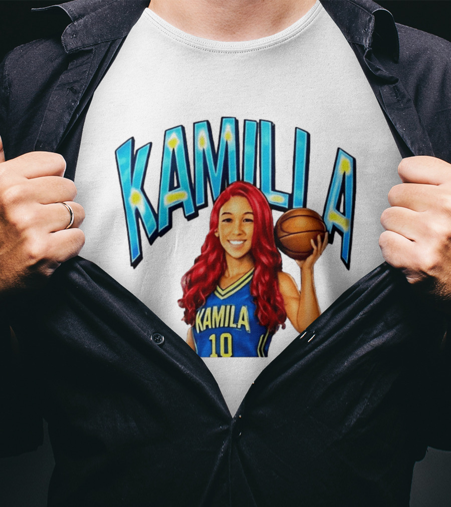 Kamilla Cardoso Basketball Art With Blue And Yellow Jersey T-Shirt