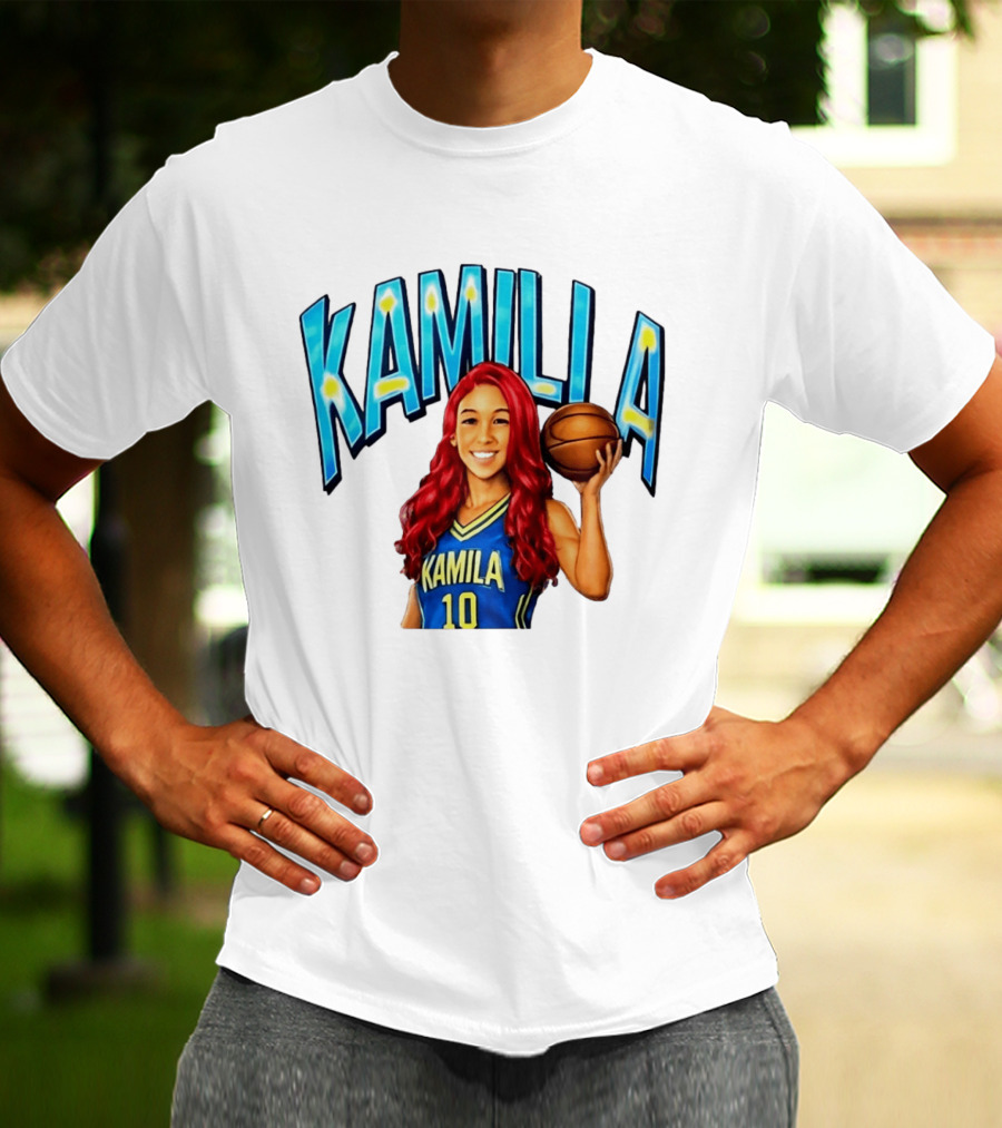Kamilla Cardoso Basketball Art With Blue And Yellow Jersey T-Shirt