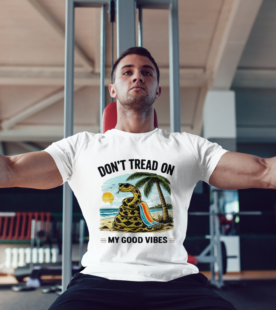 Don't Tread On My Good Vibes Beach Snake Palm Tree Summer T-Shirt