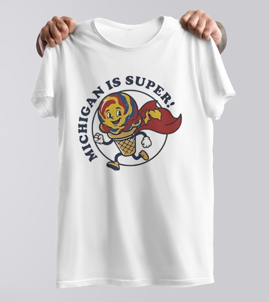 Michigan Is Super Superman Ice Cream Hero Cape Scoops T-Shirt