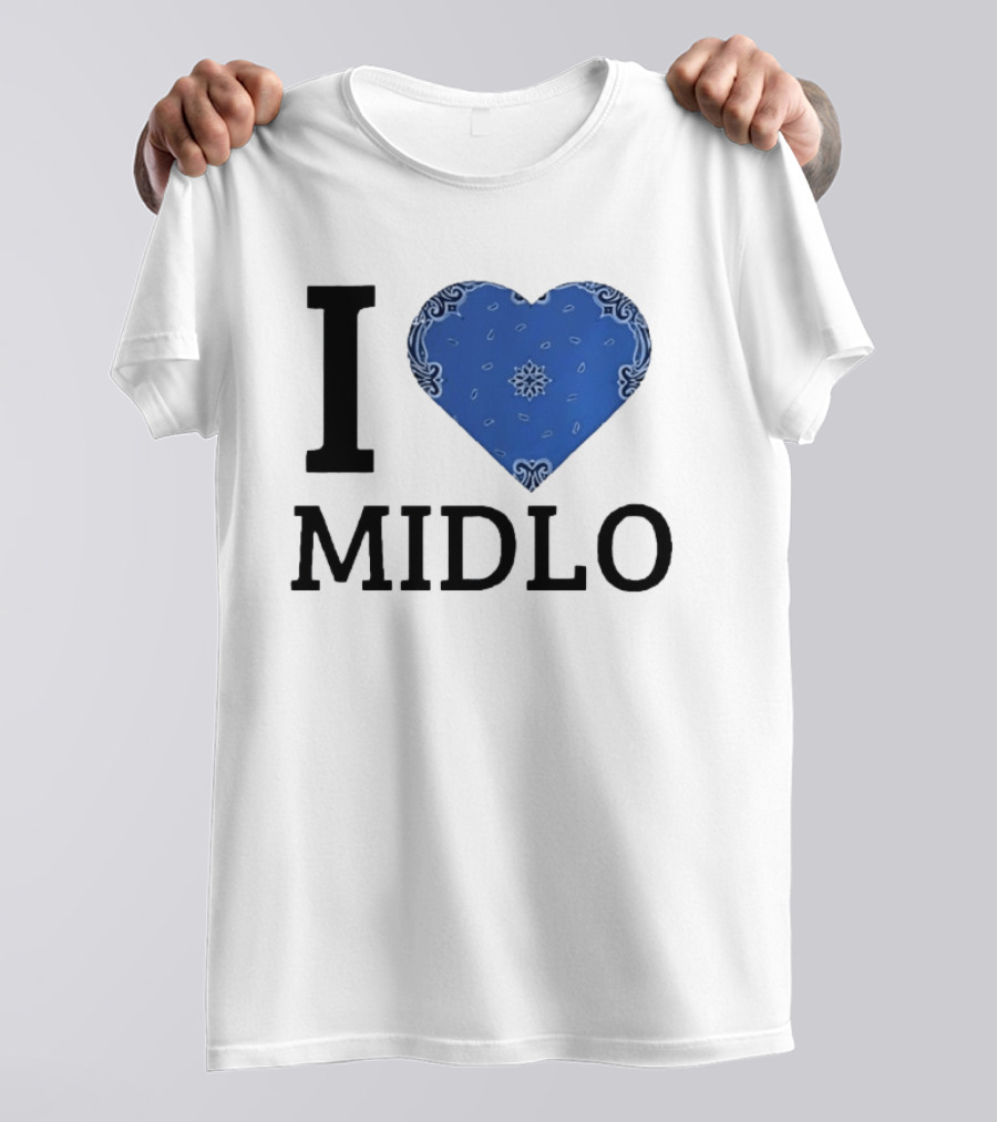 Midlo Love I Heart Blue Bandana T-Shirt