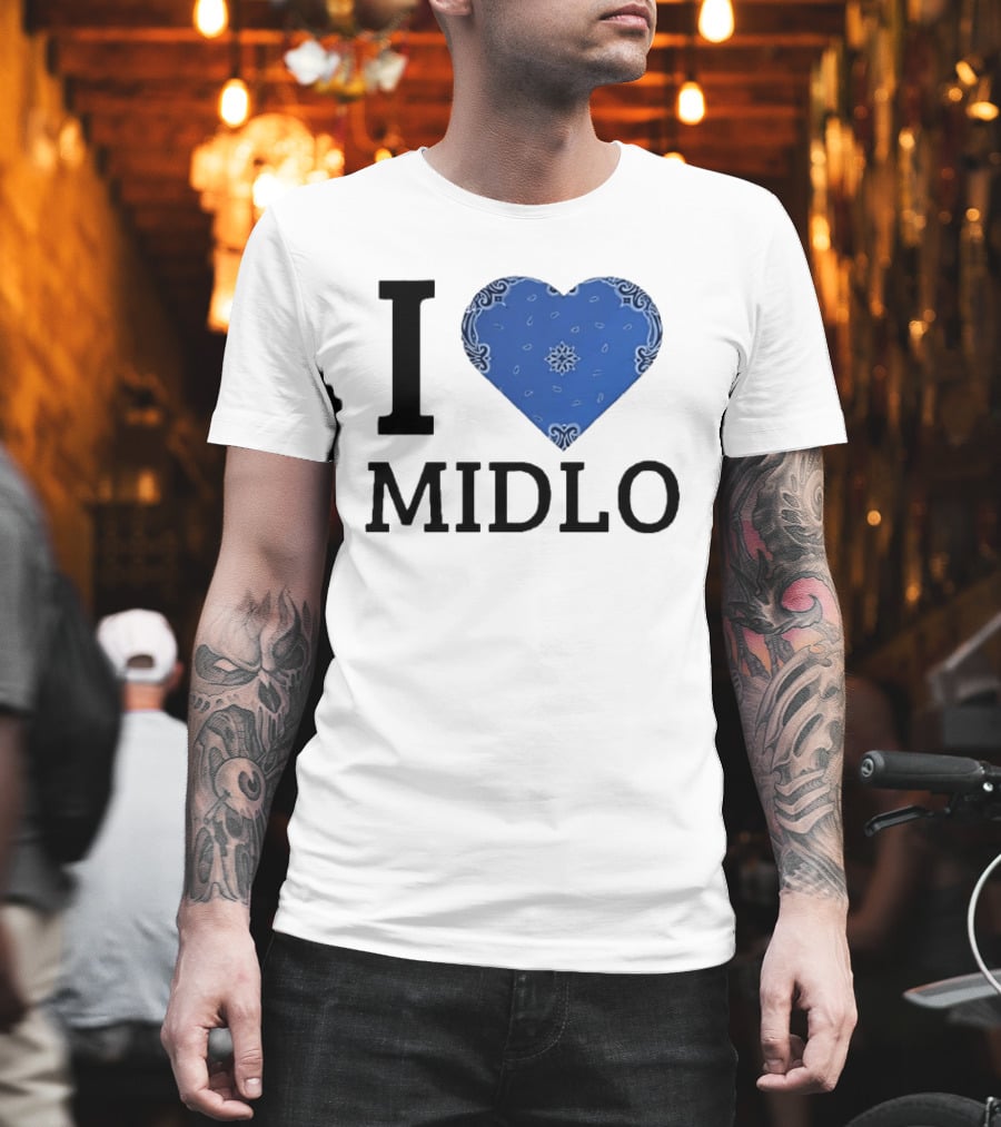 Midlo Love I Heart Blue Bandana T-Shirt
