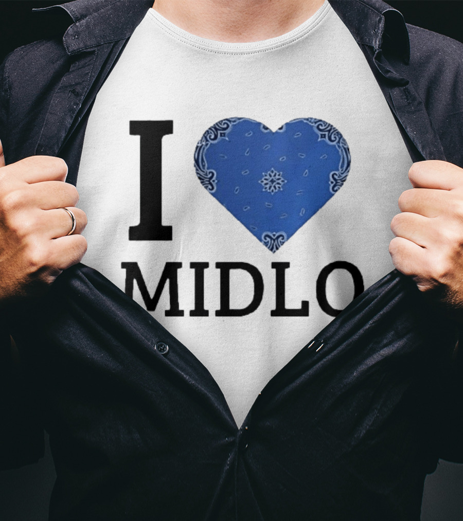 Midlo Love I Heart Blue Bandana T-Shirt
