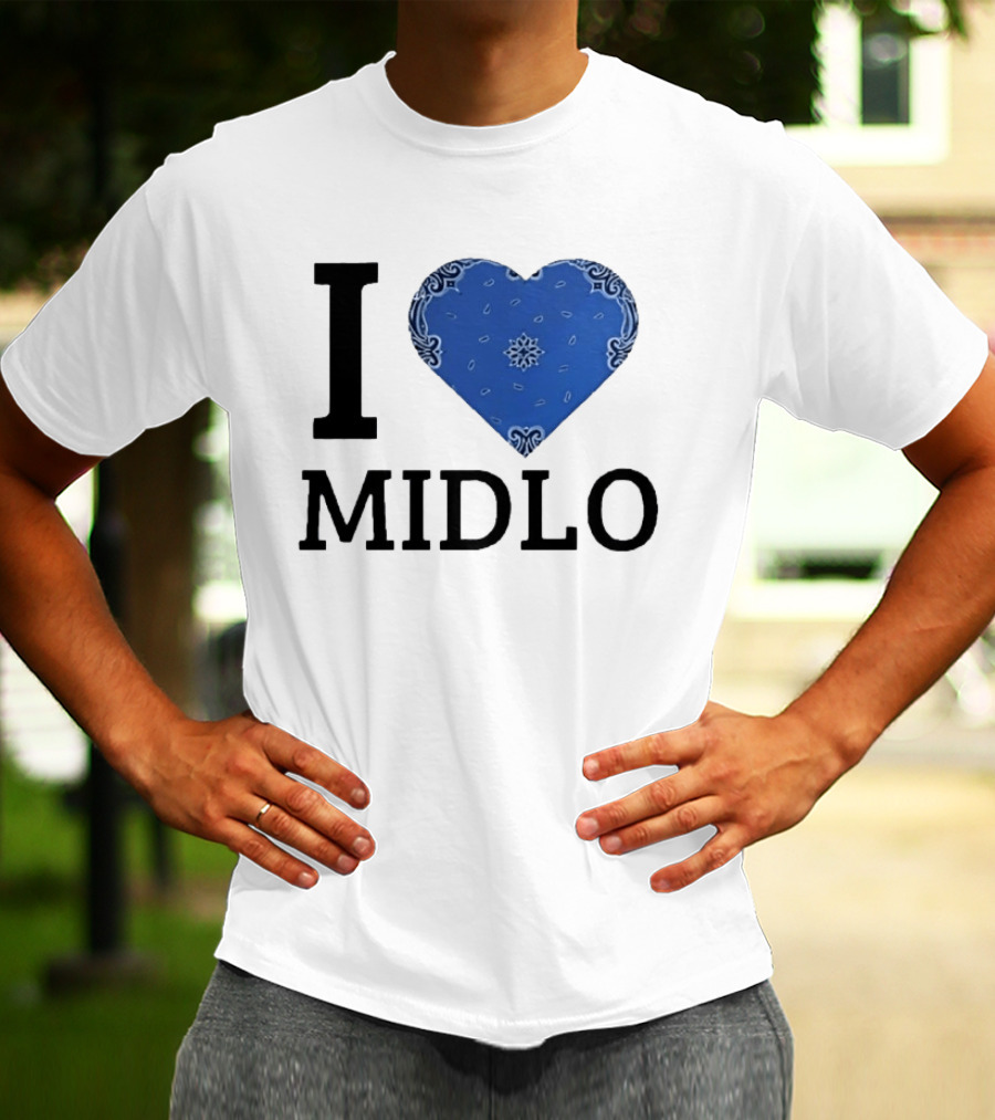 Midlo Love I Heart Blue Bandana T-Shirt