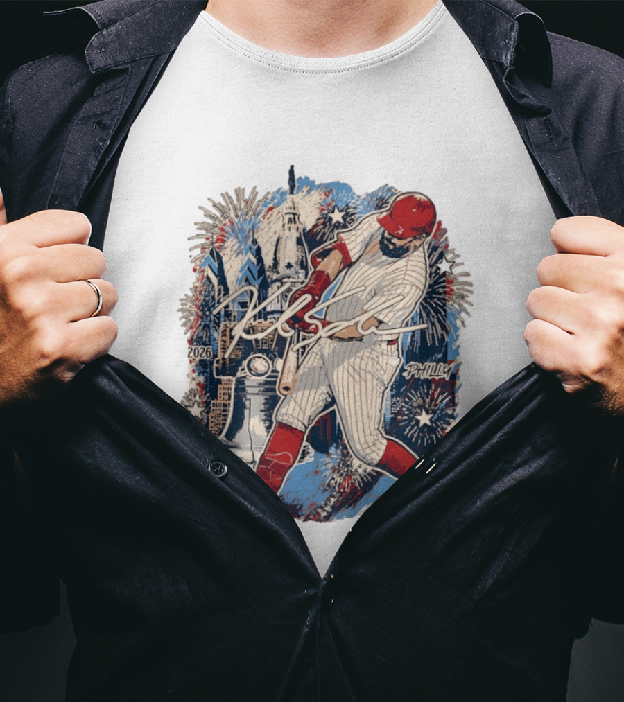 Philadelphia Phillies Kyle Schwarber 2026 MLB All Star Fireworks Philly Liberty Bell T-Shirt