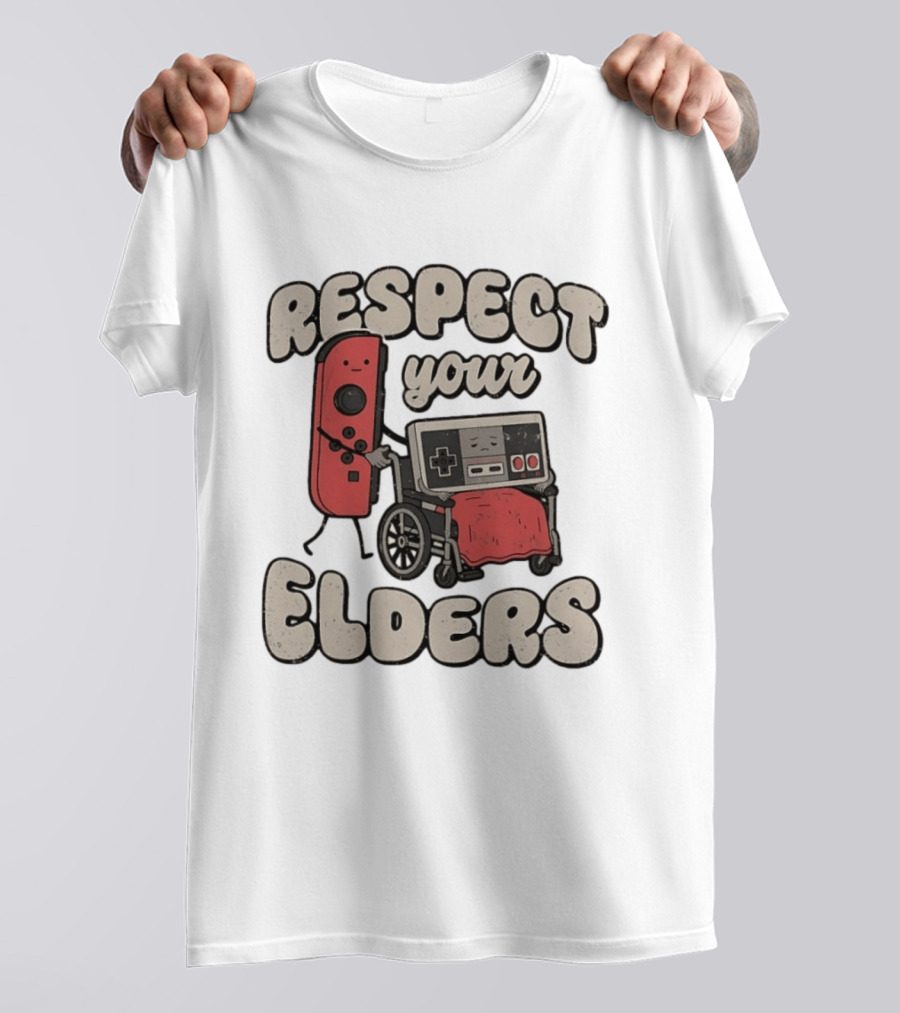 Respect Your Elders Retro Game Console Humor T-Shirt