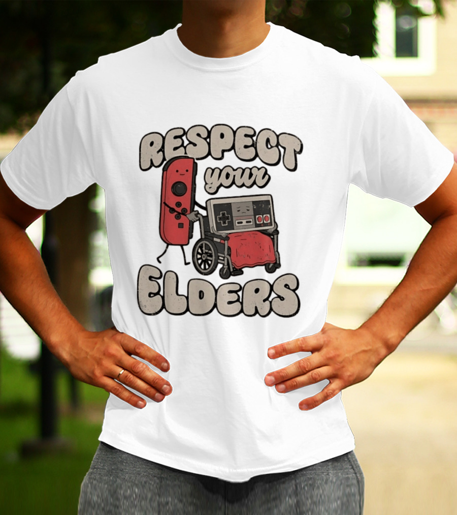 Respect Your Elders Retro Game Console Humor T-Shirt