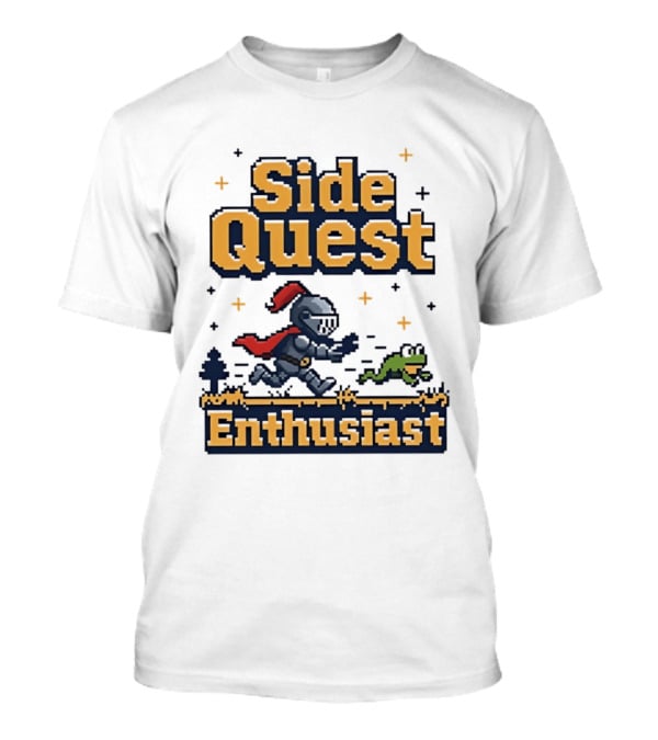 Side Quest Enthusiast Knight Chasing Frog Adventure T-Shirt