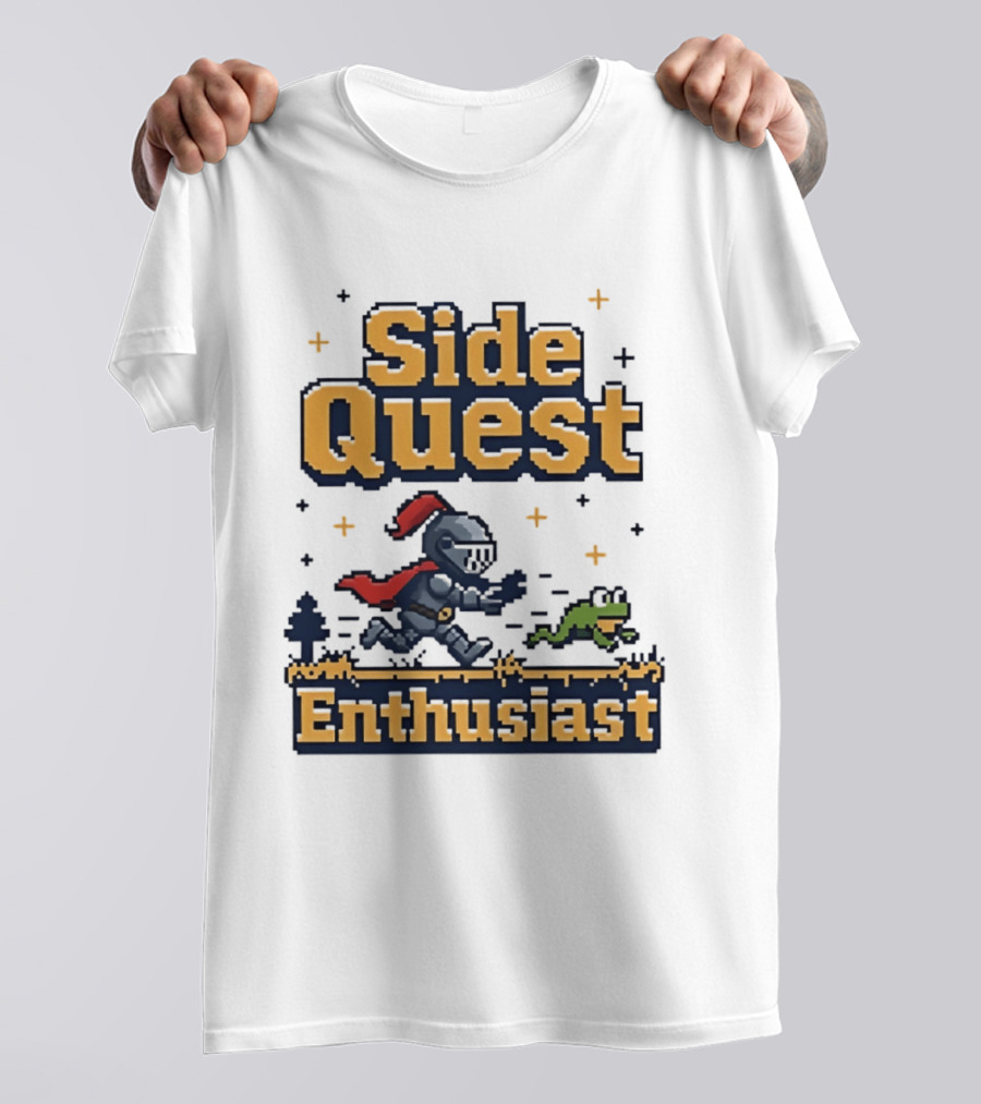 Side Quest Enthusiast Knight Chasing Frog Adventure T-Shirt