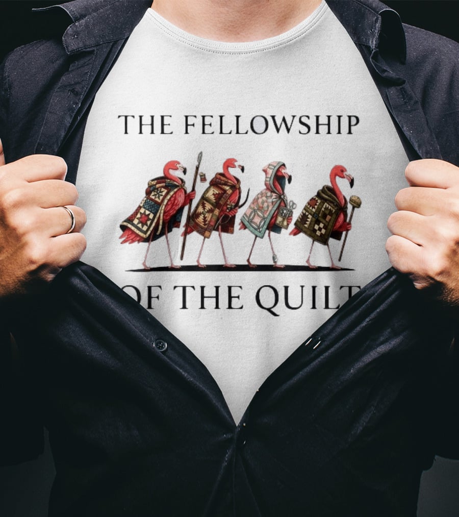 The Fellowship Of The Quilt Flamingo Fantasy T-Shirt
