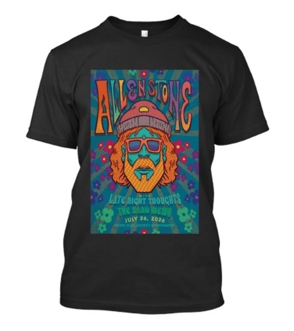 Allen Stone Fishers Indiana Late Night Thoughts The Band Memo July 26 2026 Nickel Plate District Amphitheater T-Shirt