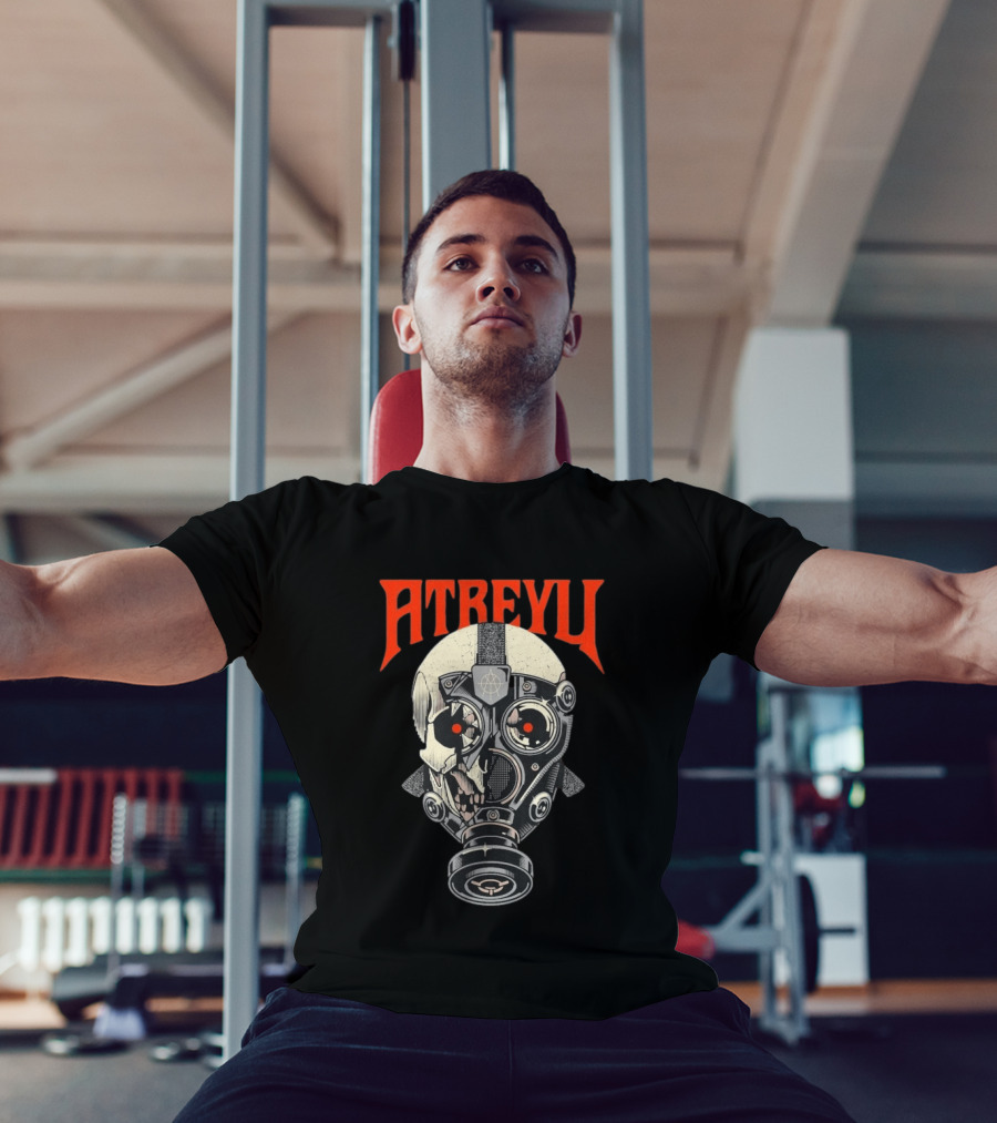 Atreyu Skull Gas Mask With Red Eyes T-Shirt