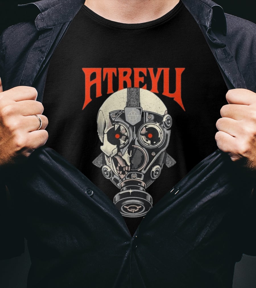 Atreyu Skull Gas Mask With Red Eyes T-Shirt