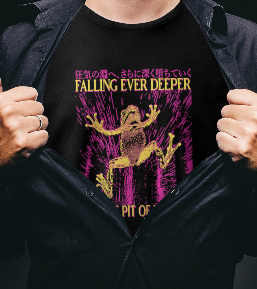 Falling Ever Deeper Into The Pit Of Insanity Frog Neon Burst Japanese T-Shirt