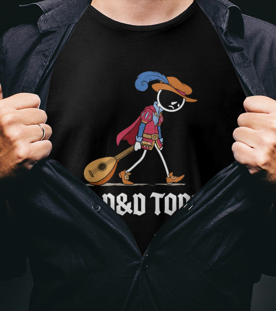 Bard No D&D Today Cartoon Stick Figure With Lute And Feathered Hat T-Shirt