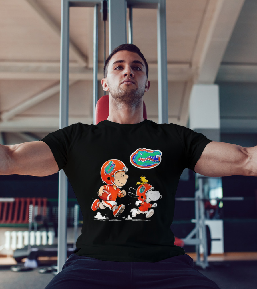 Charlie Brown Snoopy Florida Gators Football Running Kids T-Shirt