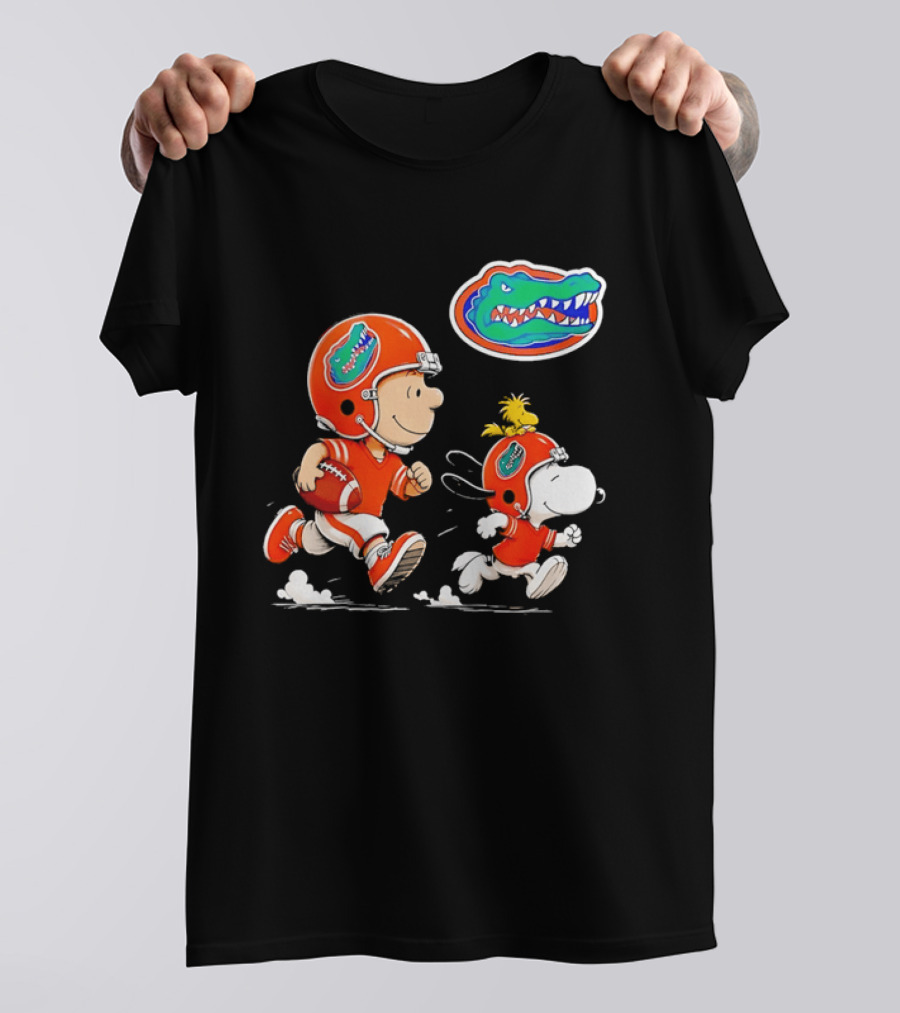 Charlie Brown Snoopy Florida Gators Football Running Kids T-Shirt