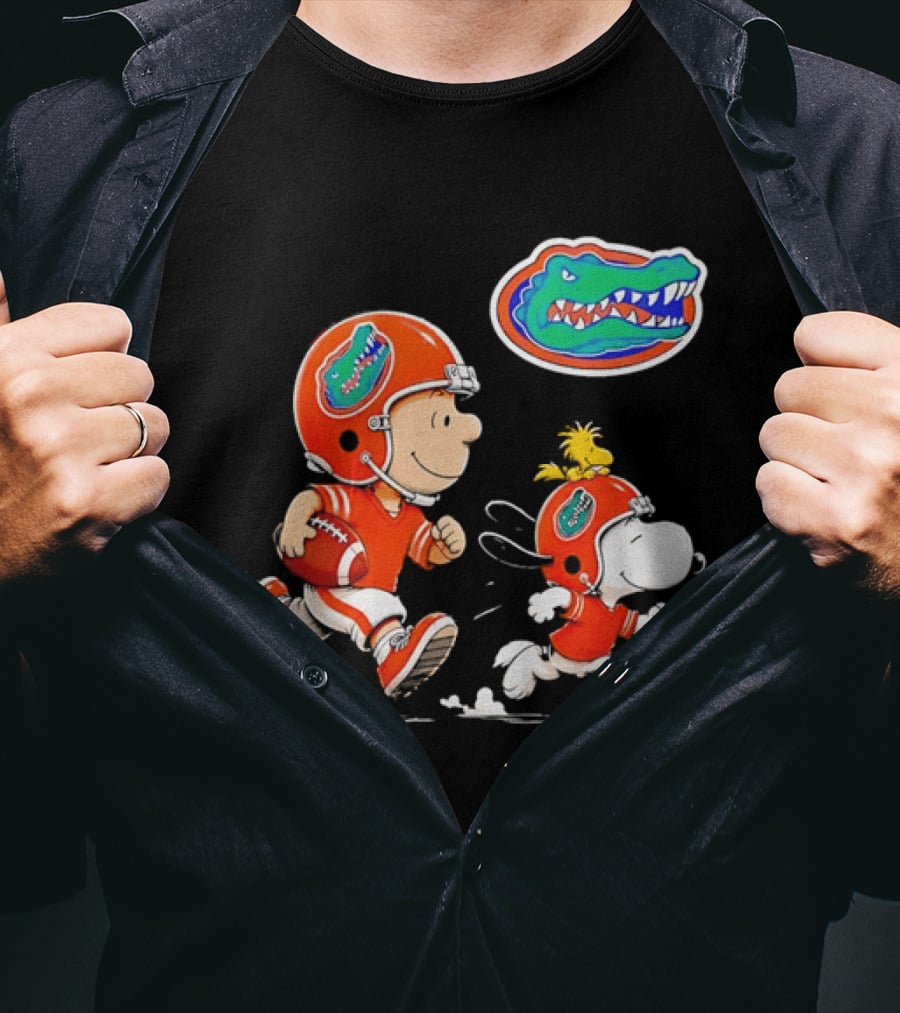 Charlie Brown Snoopy Florida Gators Football Running Kids T-Shirt