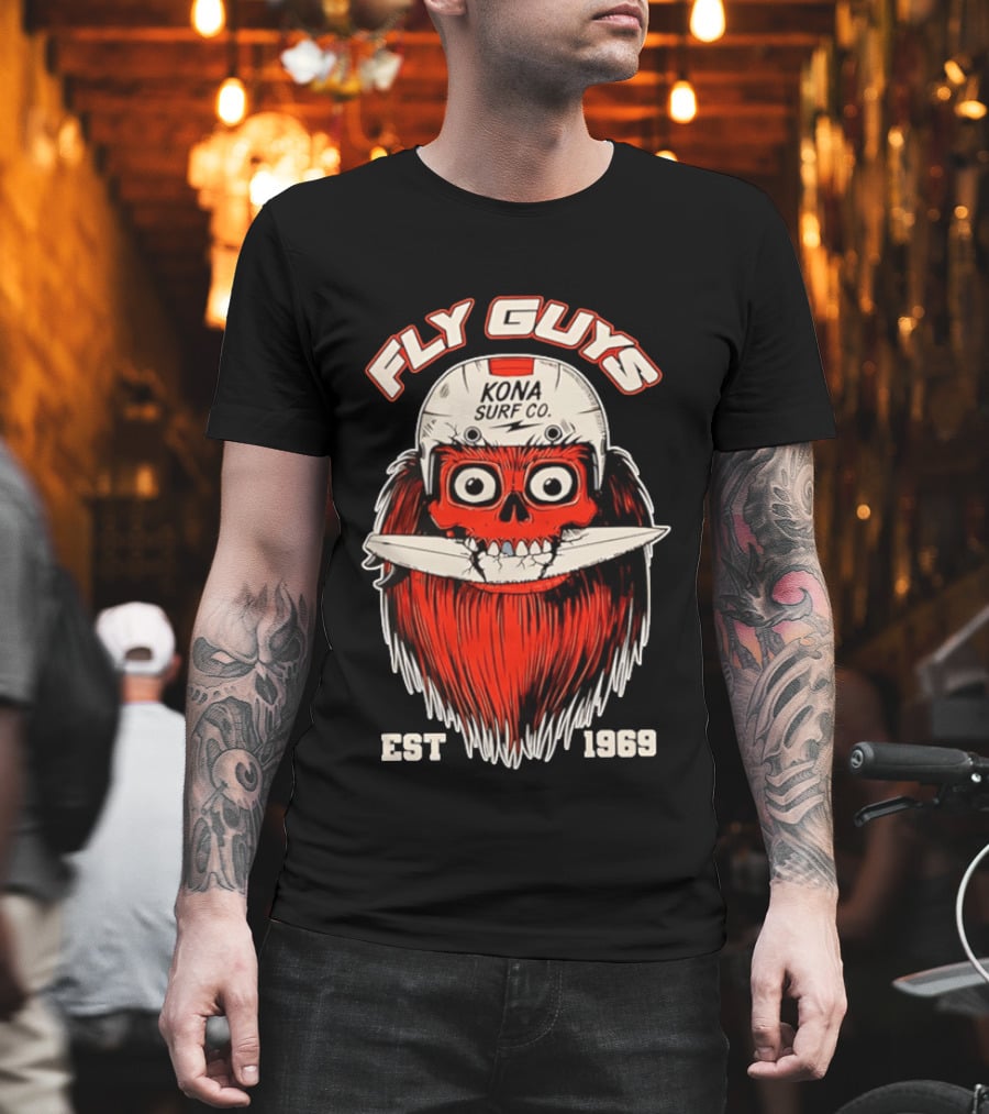 Fly Guys Kona Surf Co Est 1969 Skull Surfboard Helmet T-Shirt