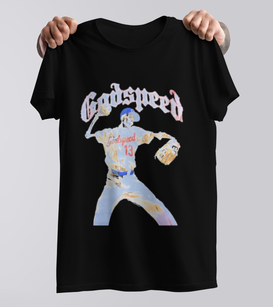 Godspeed Skeleton 13 Pitching Baseball Chicago Cubs T-Shirt
