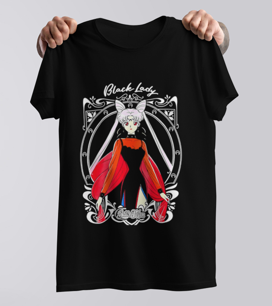 Black Lady Sailor Moon Anime Character Art Nouveau T-Shirt
