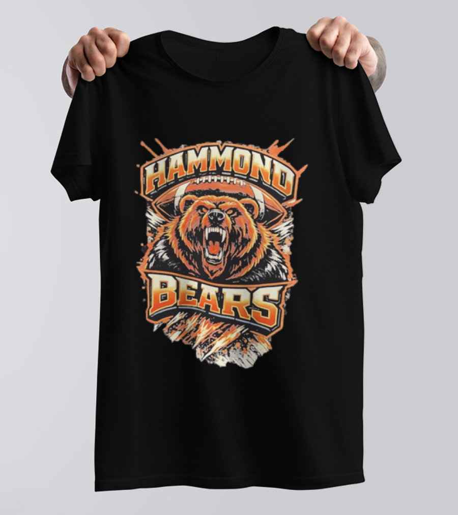 Hammond Bears Football Roaring Bear And Football T-Shirt