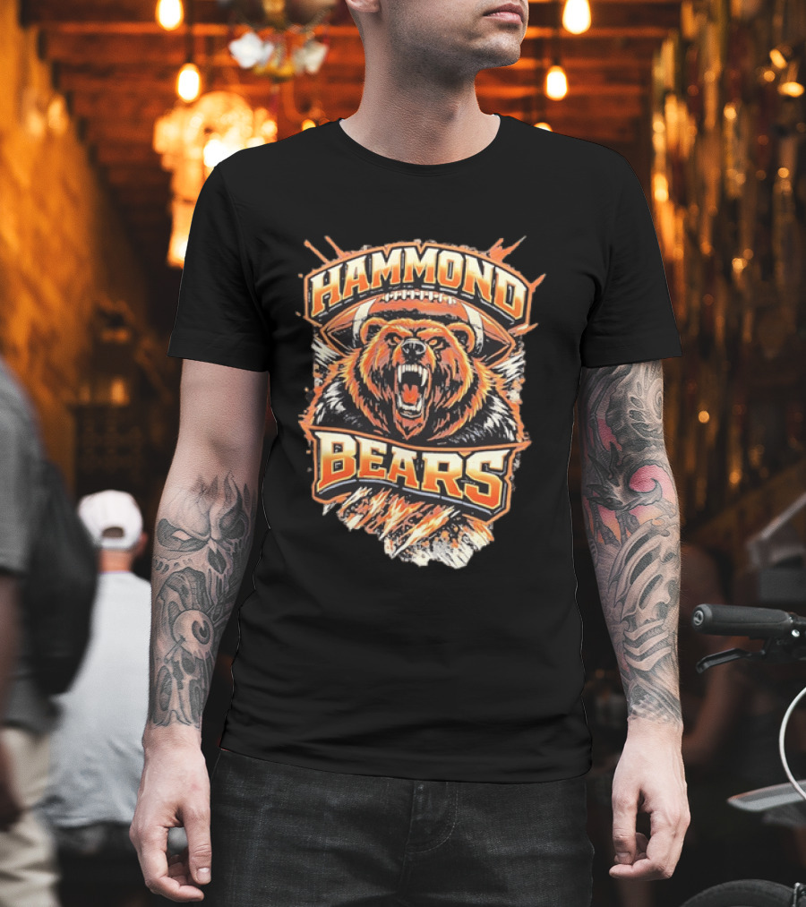 Hammond Bears Football Roaring Bear And Football T-Shirt