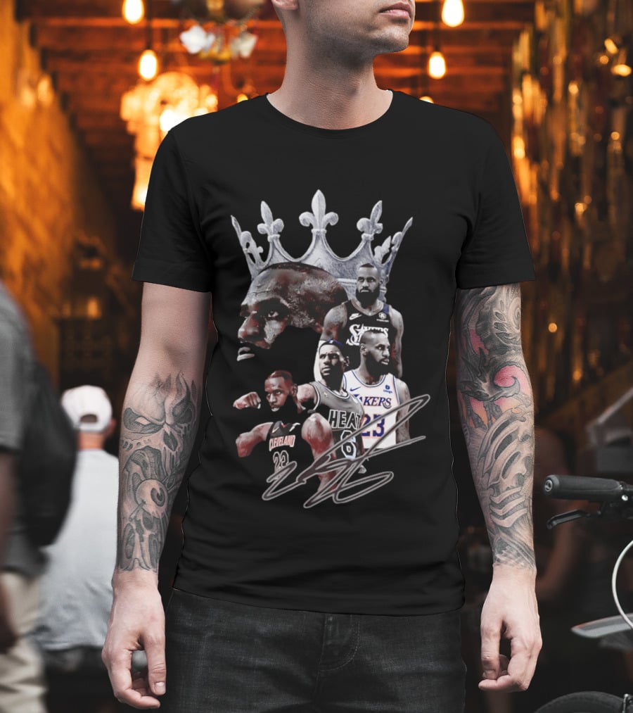 Lebron James Crown Collage Cleveland Miami Lakers Philadelphia 76ers T-Shirt