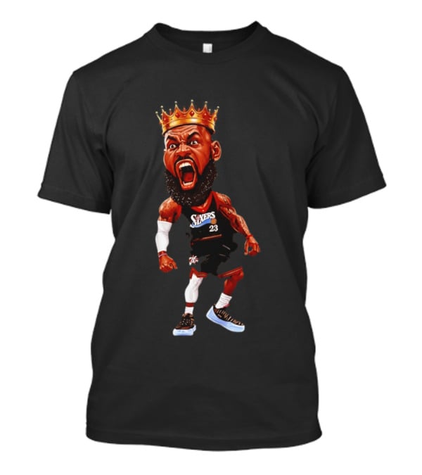 LeBron James Philadelphia 76ers King Caricature 23 Sixers T-Shirt