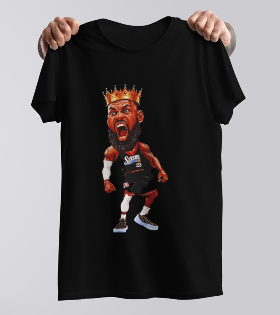LeBron James Philadelphia 76ers King Caricature 23 Sixers T-Shirt