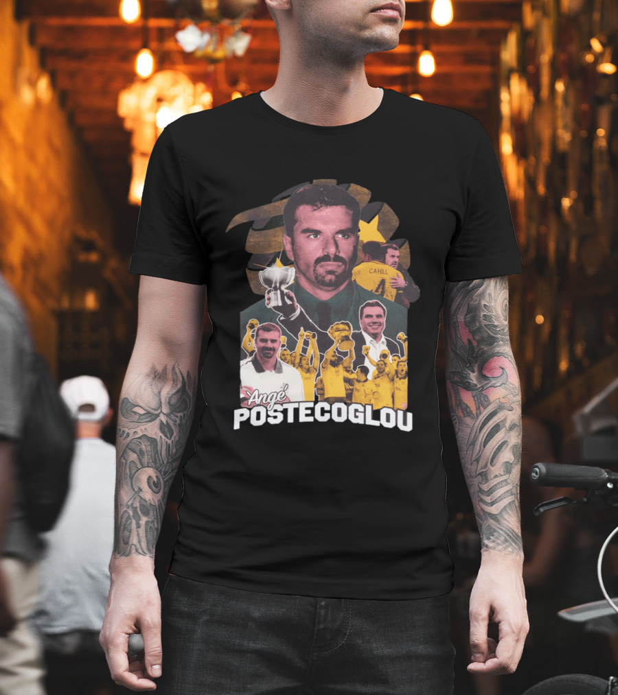 Ange Postecoglou Victory Celebration Collage Champions Cup Cahill T-Shirt