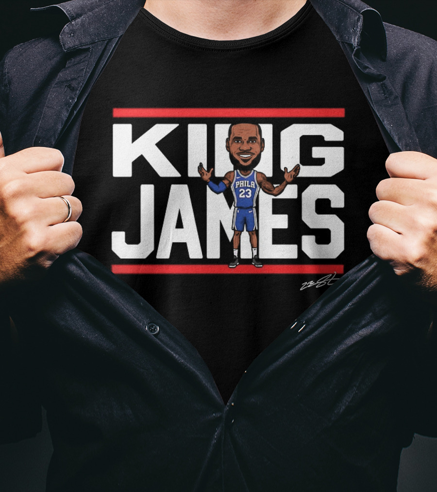 Philadelphia 76ers LeBron James 23 NBA King James Caricature T-Shirt
