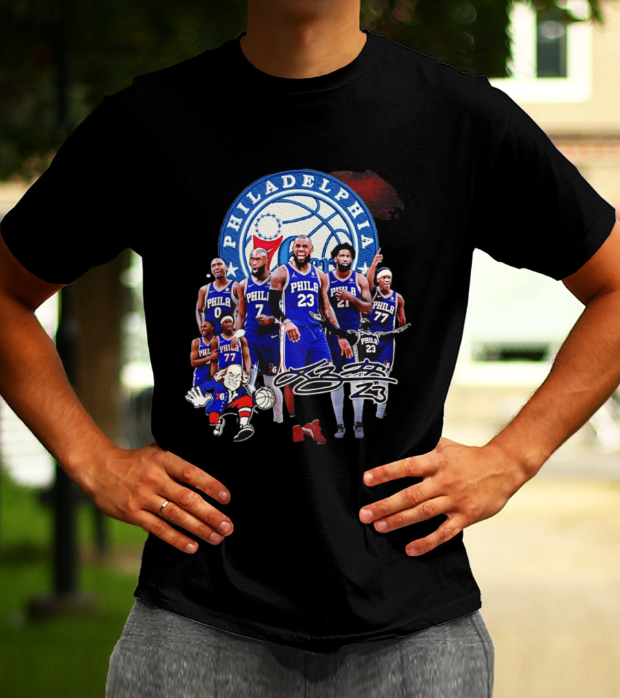 Philadelphia 76ers LeBron James 23 Phila Basketball Team Collage T-Shirt