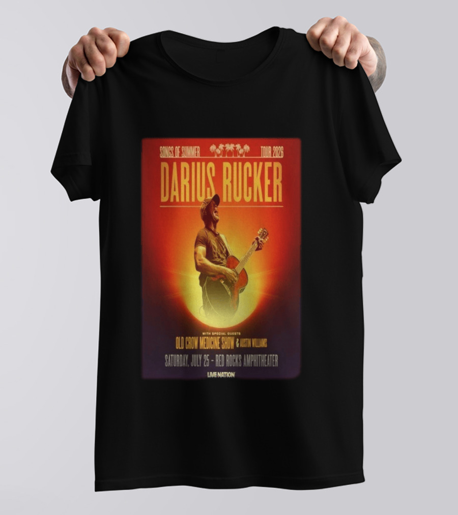 Songs Of Summer Tour 2026 Darius Rucker With Old Crow Medicine Show And Austin Williams Live At Red Rocks Amphitheater July 25 T-Shirt