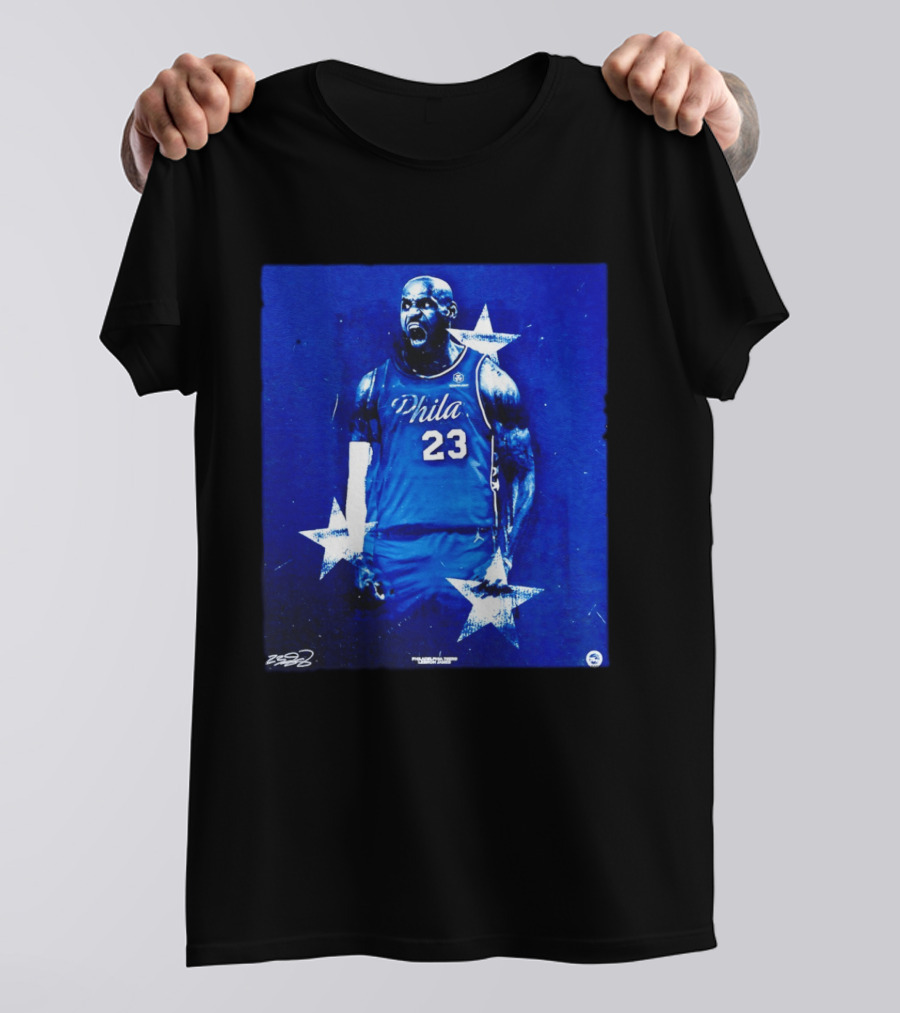 LeBron James Philadelphia 76ers Philly 23 Blue Stars T-Shirt