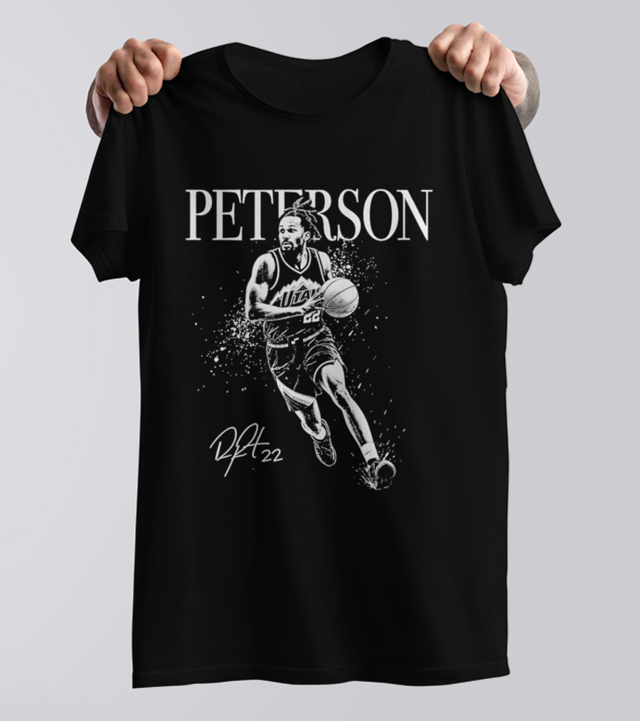 Peterson Utah Jazz Darryn Peterson Basketball Art Mono 22 T-Shirt