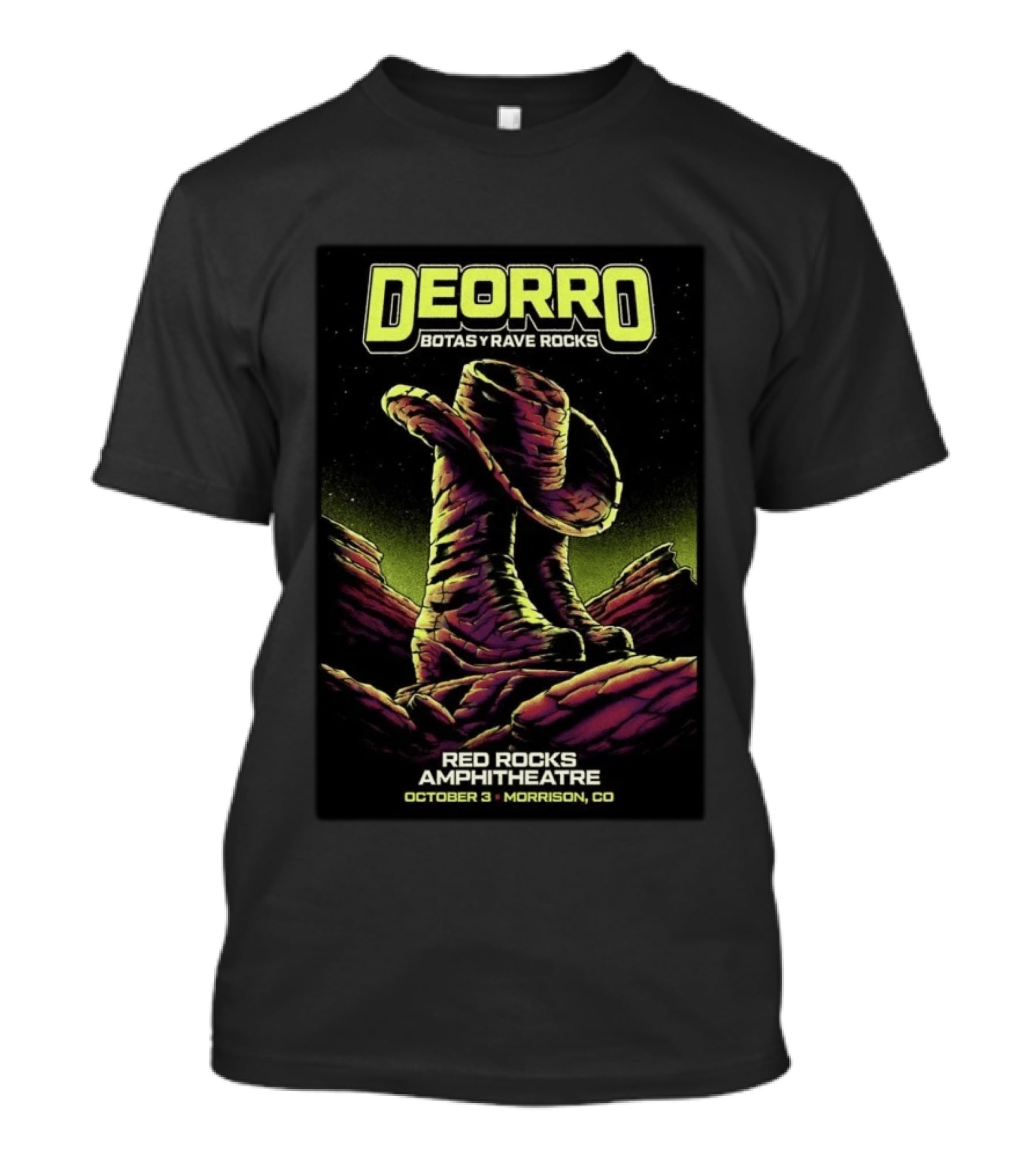 Deorro Botas Y Rave Rocks Red Rocks Amphitheatre October 3 Morrison CO 2026 T-Shirt