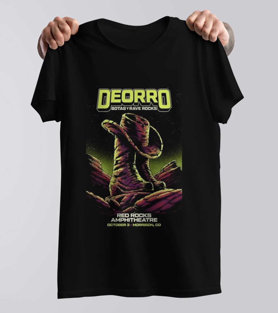 Deorro Botas Y Rave Rocks Red Rocks Amphitheatre October 3 Morrison CO 2026 T-Shirt