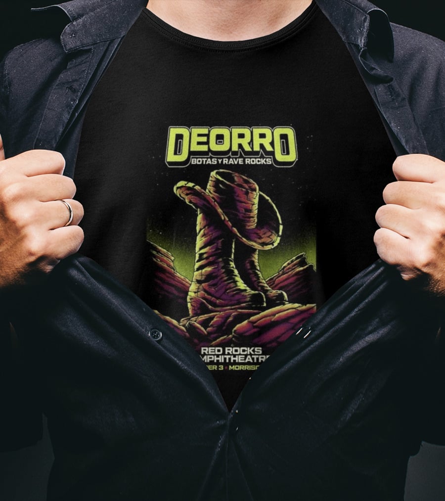 Deorro Botas Y Rave Rocks Red Rocks Amphitheatre October 3 Morrison CO 2026 T-Shirt