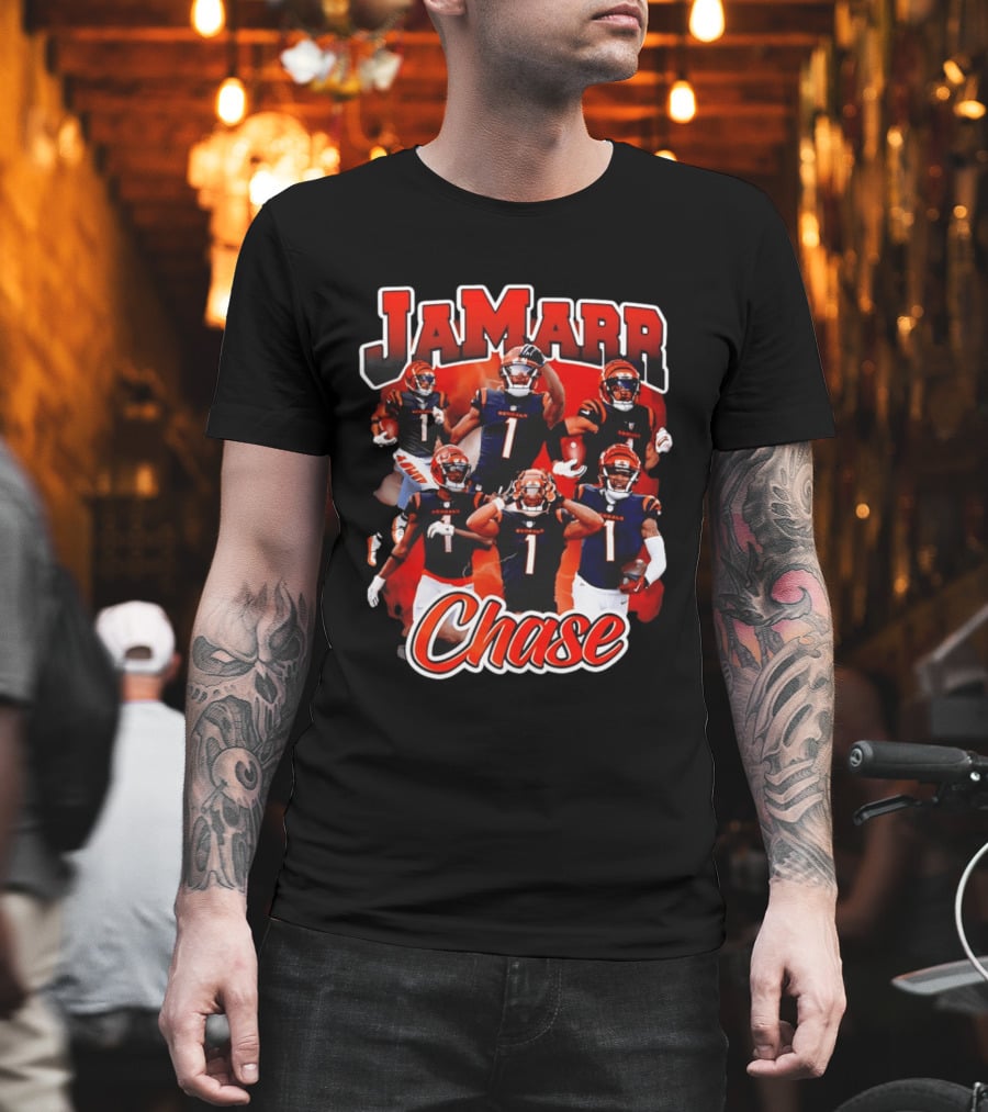 Ja'Marr Chase Cincinnati Bengals Collage Player 1 NFL Football Star T-Shirt