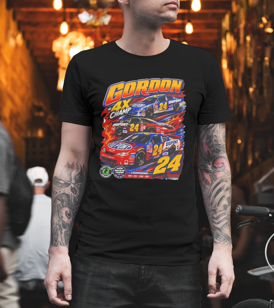 Gordon 4X Champ Number 24 Dupont Racing Car 4 Championships T-Shirt