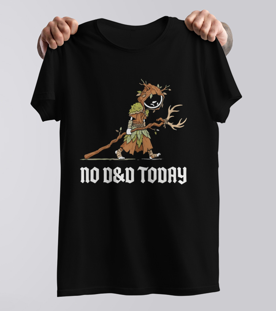 Druid Tree Costume Carrying Antler Staff No D&D Today T-Shirt