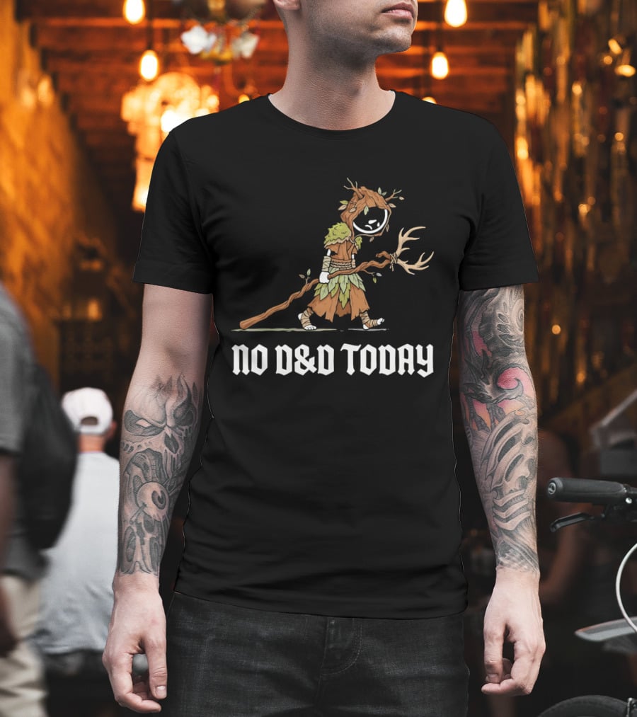 Druid Tree Costume Carrying Antler Staff No D&D Today T-Shirt