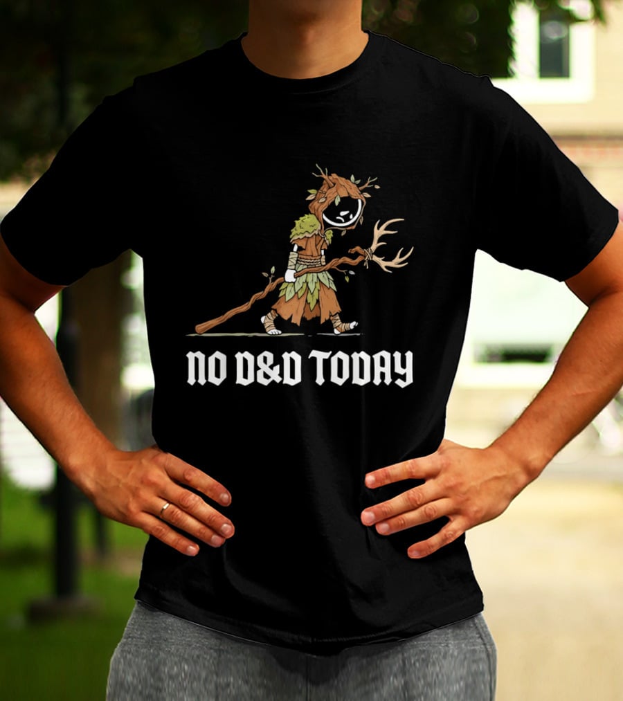 Druid Tree Costume Carrying Antler Staff No D&D Today T-Shirt