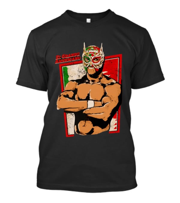 El Grande Americano Lucha Libre Wrestler Mexican Flag Masked Hero T-Shirt