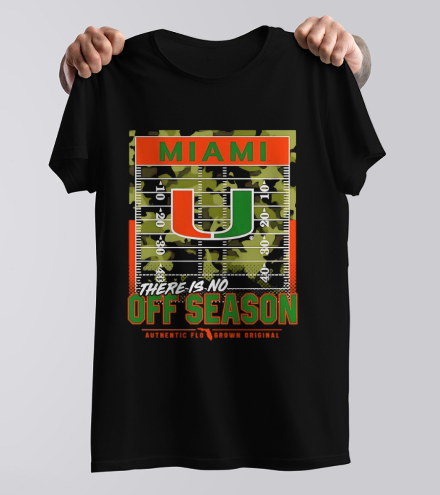 Miami Hurricanes U No Off Season Football Field Camo T-Shirt
