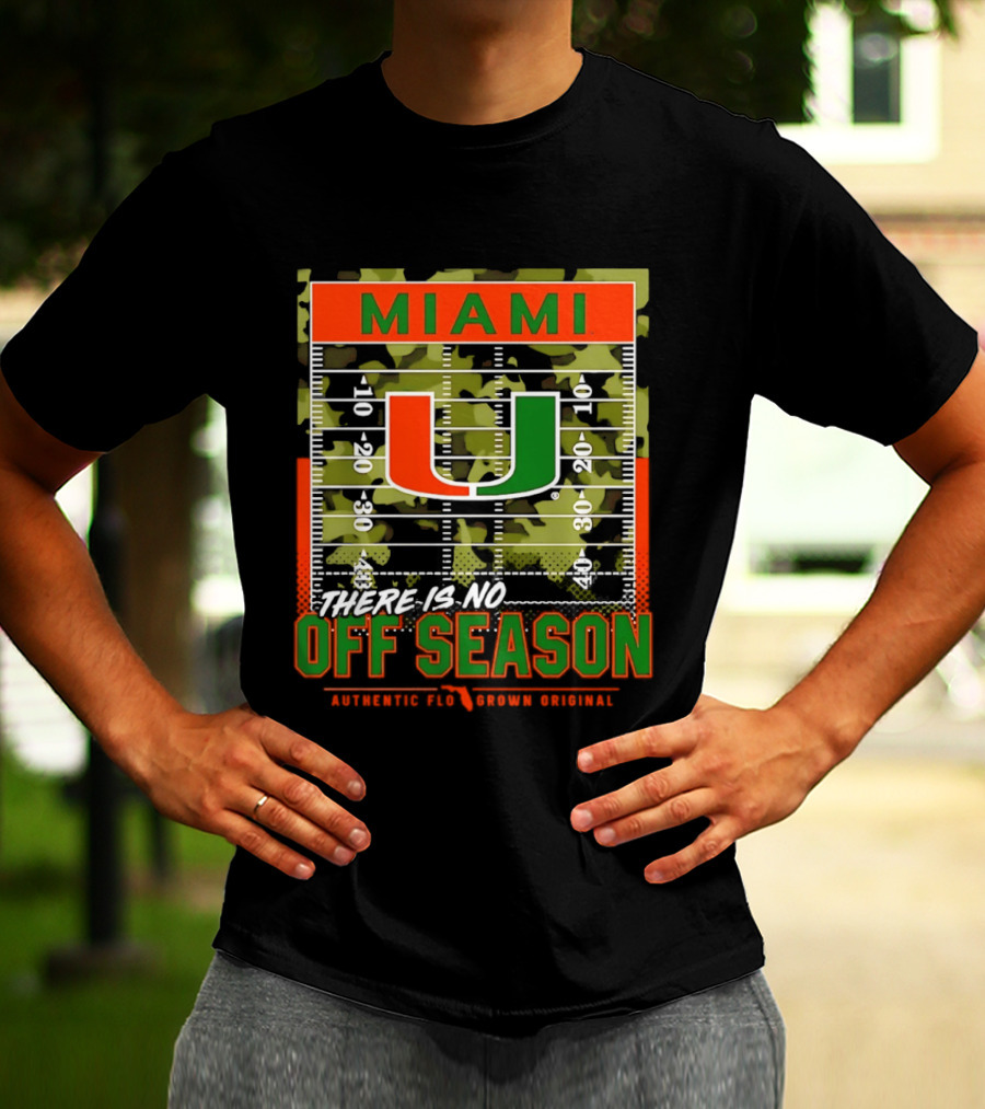 Miami Hurricanes U No Off Season Football Field Camo T-Shirt