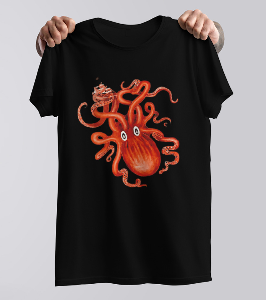 Kraken Vs Ship Nautical Adventure Monster T-Shirt